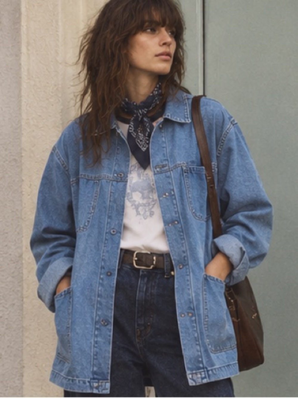 Denim Button-Front Chore Jacket - Picture 2 of 15